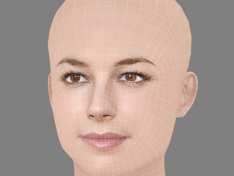 Emily VanCamp Head - No Hair - Low poly head for game Modello 3D