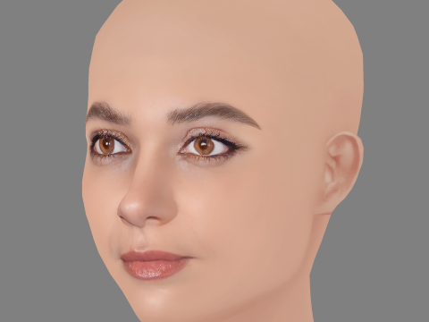 Emma Appleton Head - No Hair - Low poly head for game Model 3D