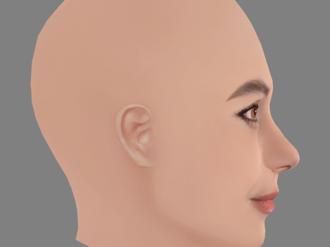 Emma Appleton Head - No Hair - Low poly head for game Model 3D
