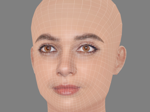 Emma Appleton Head - No Hair - Low poly head for game Model 3D