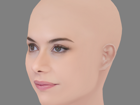 Alinne Moraes Head - No Hair - Low poly head for game 3D Model
