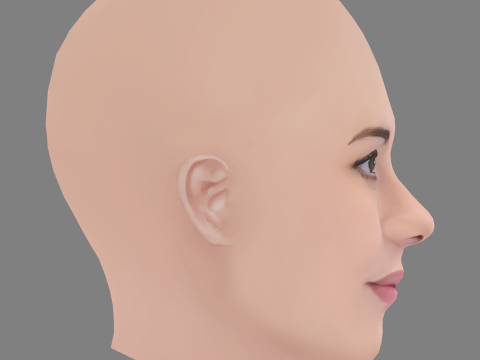 Alinne Moraes Head - No Hair - Low poly head for game 3D Model