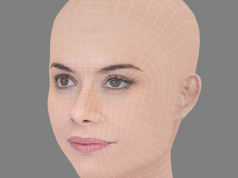 Alinne Moraes Head - No Hair - Low poly head for game 3D Model
