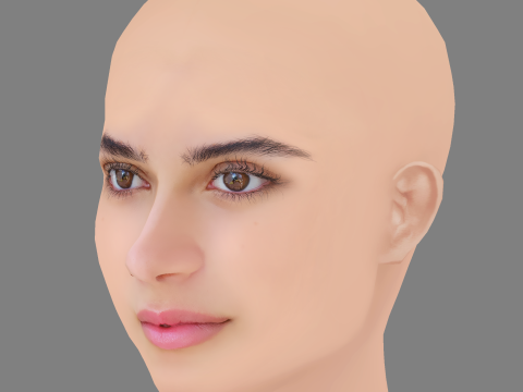 Allegra Teo Head - No Hair - Low poly head for game 3D 모델