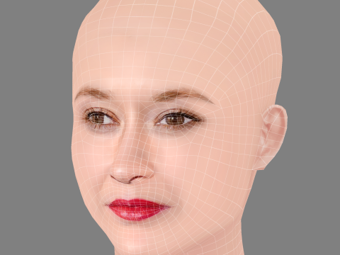 Constance Rousseau Head - No Hair - Low poly head for game 3D Модель