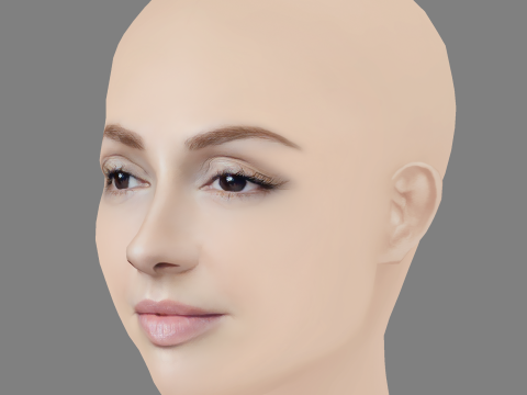 Cristina Castano Head - No Hair - Low poly head for game Modèle 3D