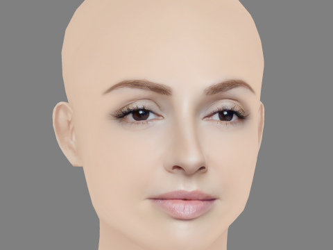 Cristina Castano Head - No Hair - Low poly head for game Modèle 3D