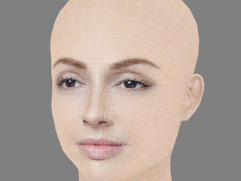 Cristina Castano Head - No Hair - Low poly head for game Modèle 3D