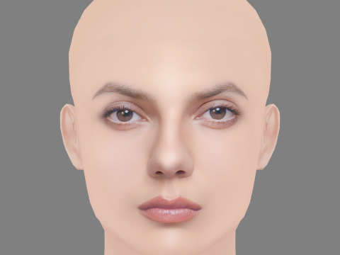 Dafne Keen Head - 髪なし - ゲーム用の低ポリ頭 3Dモデル