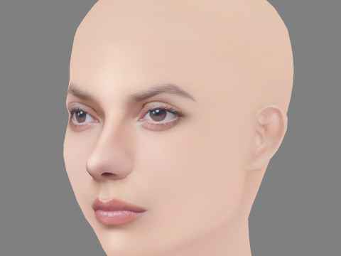 Dafne Keen Head - 髪なし - ゲーム用の低ポリ頭 3Dモデル