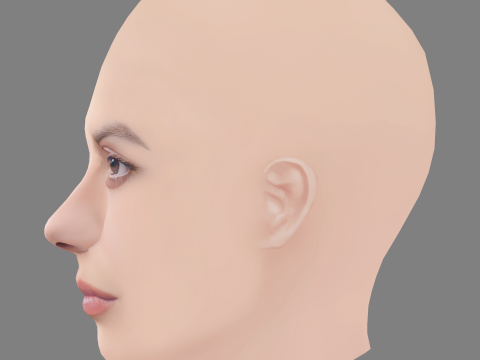 Dafne Keen Head - 髪なし - ゲーム用の低ポリ頭 3Dモデル