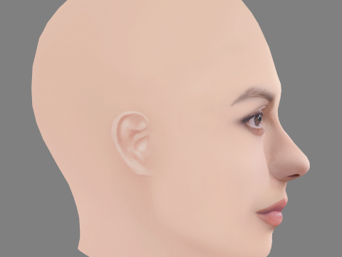 Dafne Keen Head - 髪なし - ゲーム用の低ポリ頭 3Dモデル