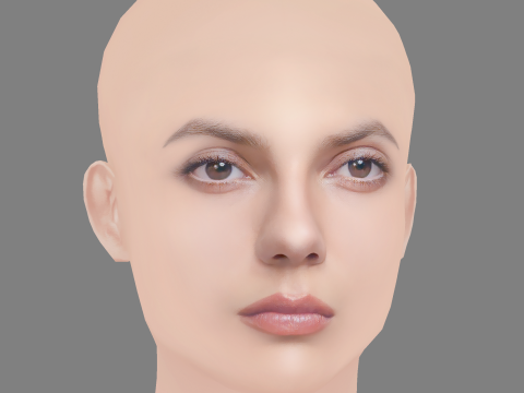 Dafne Keen Head - 髪なし - ゲーム用の低ポリ頭 3Dモデル