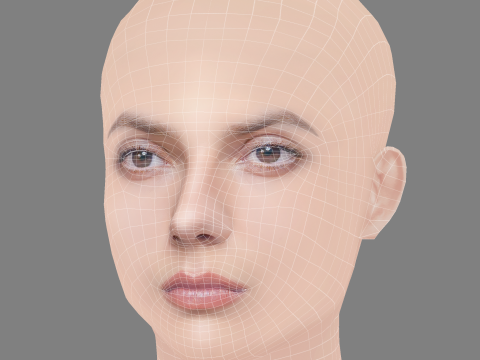 Dafne Keen Head - 髪なし - ゲーム用の低ポリ頭 3Dモデル