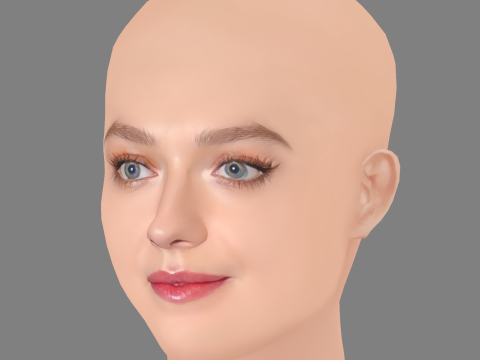 Dakota Fanning Head - No Hair - Low poly head for game Model 3D