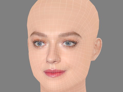 Dakota Fanning Head - No Hair - Low poly head for game Model 3D