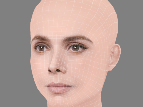Debora Falabella Head - No Hair - Low poly head for game 3D मॉडल