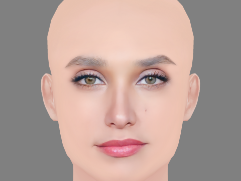 Debora Nascimento Head - No Hair - Low poly head for game Modello 3D