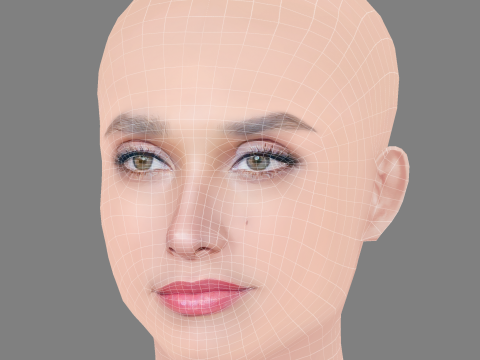 Debora Nascimento Head - No Hair - Low poly head for game Modello 3D