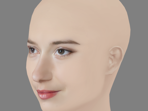 Deborah Francois Head - No Hair - Low poly head for game 3D 模型