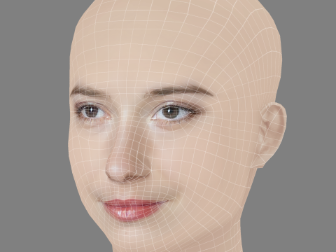 Deborah Francois Head - No Hair - Low poly head for game 3D 模型