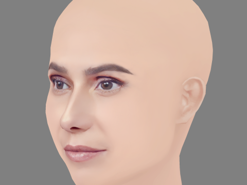 Deborah Secco Head - No Hair - Low poly head for game 3D Model