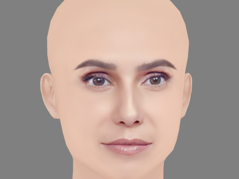 Deborah Secco Head - No Hair - Low poly head for game 3D Model