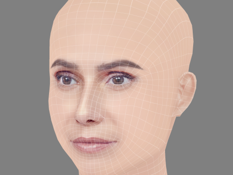 Deborah Secco Head - No Hair - Low poly head for game 3D Model