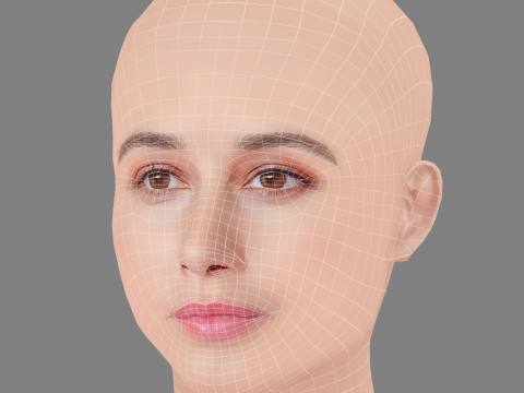 Amaia Aberasturi Head - No Hair - Low poly head for game 3D Model