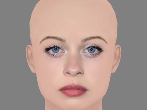 Amanda Fix Head - No Hair - Low poly head for game Modelo 3D