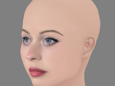 Amanda Fix Head - No Hair - Low poly head for game Modelo 3D