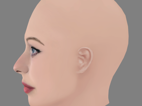 Amanda Fix Head - No Hair - Low poly head for game Modelo 3D