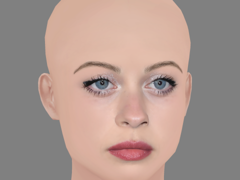 Amanda Fix Head - No Hair - Low poly head for game Modelo 3D