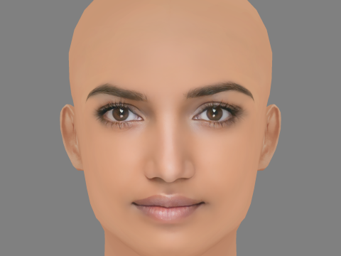 Amita Suman Head - No Hair - Low poly head for game 3D Model