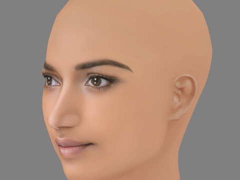 Amita Suman Head - No Hair - Low poly head for game 3D Model