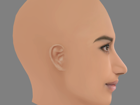 Amita Suman Head - No Hair - Low poly head for game 3D Model