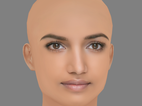 Amita Suman Head - No Hair - Low poly head for game 3D Model