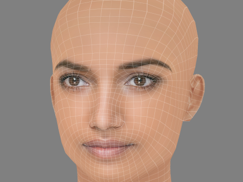 Amita Suman Head - No Hair - Low poly head for game 3D Model