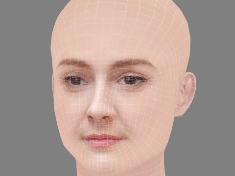 Ana Polvorosa Head - No Hair - Low poly head for game 3D Model