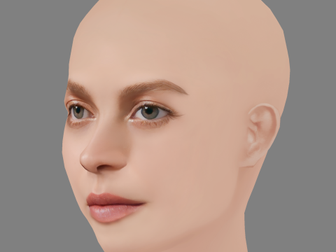 Ana Valeria Becerril Head - No Hair - Low poly head for game Model 3D