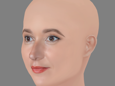 Anais Demoustier Head - No Hair - Low poly head for game Modelo 3D