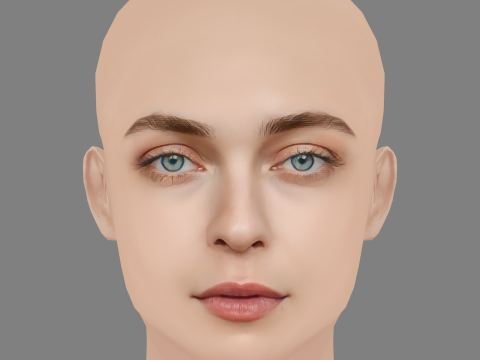 Anastasia Krylova Head - No Hair - Low poly head for game Modelo 3D