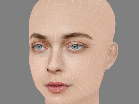 Anastasia Krylova Head - No Hair - Low poly head for game Modelo 3D