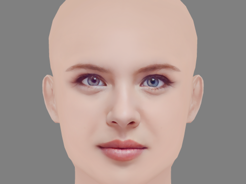 Andrea Ros Head - No Hair - Low poly head for game Model 3D