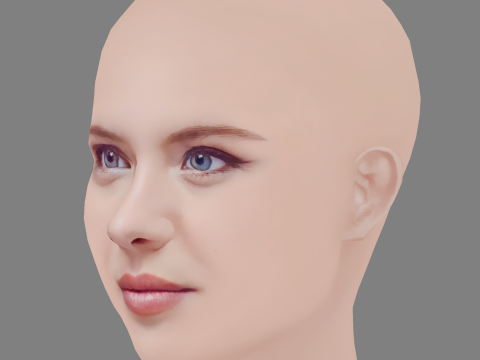 Andrea Ros Head - No Hair - Low poly head for game Model 3D