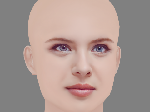 Andrea Ros Head - No Hair - Low poly head for game Model 3D