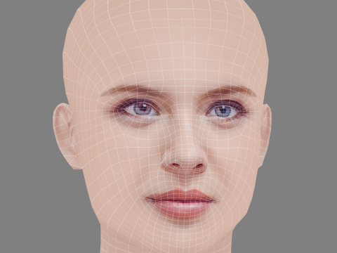 Andrea Ros Head - No Hair - Low poly head for game Model 3D