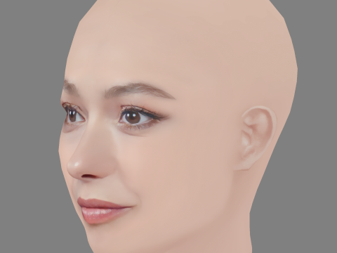Anna Castillo Head - No Hair - Low poly head for game 3D Model