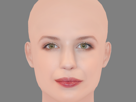 Anna Chipovskaya Head - No Hair - Low poly head for game 3D Model