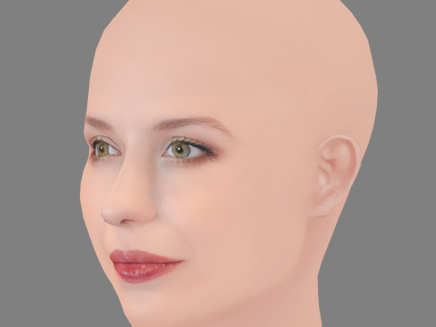 Anna Chipovskaya Head - No Hair - Low poly head for game 3D Model
